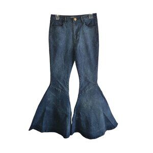 Masseys Flare Jeans Boho Blue Denim Womens Sz 6‎ Hippie Bell Bottom Festival